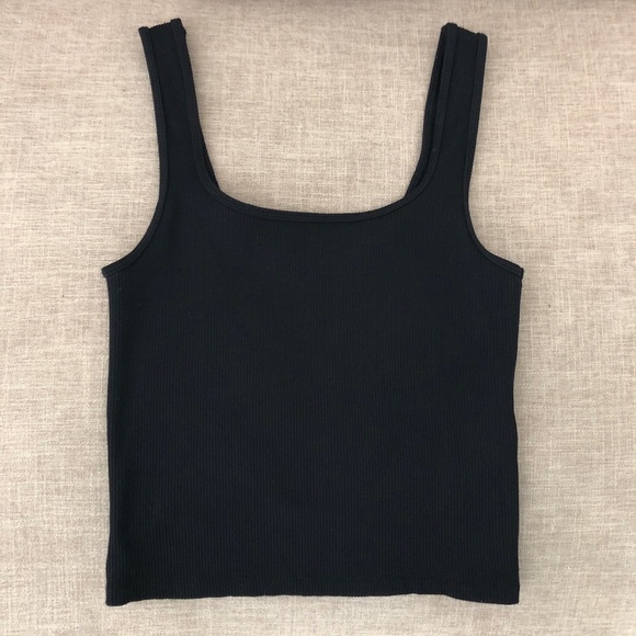 Abercrombie & Fitch Ribbed Crop Top Cropped Tank Black Stretchy Small - Picture 1 of 5